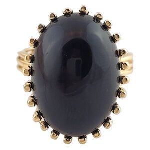 14K Yellow Gold Onyx Ring Size 6.25 #16163